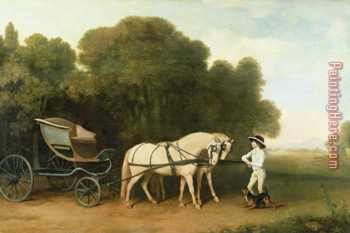 George Stubbs A Phaeton with a Pair of Cream Ponies in the Charge of a Stable-Lad